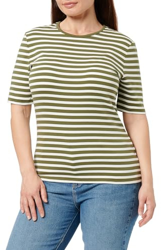 Gant Damen Slim Striped 1X1 Ribbed SS T-Shirt 4203493, Moss Green,S