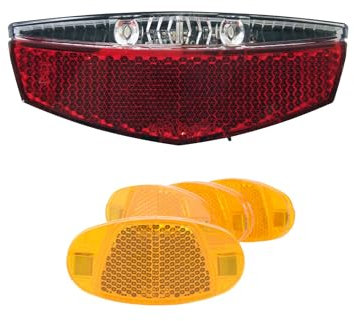 LED Akku-Rückleuchte + 4 Speichenreflektoren, Schwarz