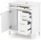LIFEZEAL Mueble bajo Lavabo, Mueble bajo Lavabo de cerámica con Fregadero, 2 cajones y 1 Puerta, 76 x 46,5 x 86 cm, Armario de baño con Lavabo, Blanco