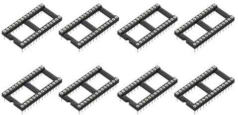 sourcing map 8Pcs DIP IC Chip Socket Adapter 28 Round Pin IC Assortment Kit 2.54mm/0.1 Pitch for Breadboard Project, PCB Board Design