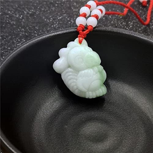 QTYQWC Collier avec Pendentif en Jade Blanc Naturel du Zodiaque Chinois - Accessoires de Bijoux - Amulette Porte-Bonheur sculptée à la Main - Cadeaux pour Femmes (Couleur gemme : Cochon)