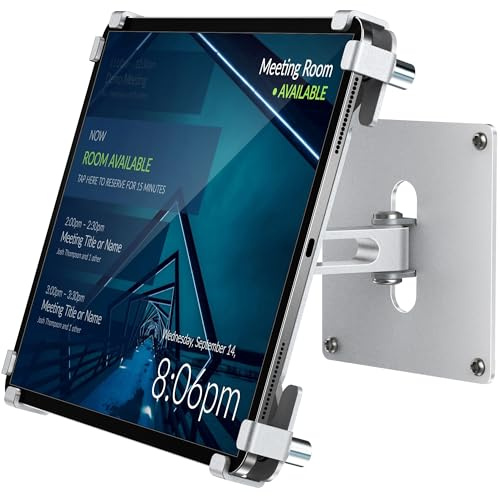 AboveTEK Supporto da parete per tablet, supporto antifurto per iPad per schermi da 9,7 a 13, adatto per display POS commerciali, rotazione e inclinazione regolabili a 360°, supporto VESA-Argento