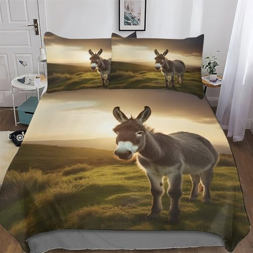 LTTTT Esel Bettwäsche Set Bettbezug Bettbezüge Für Mädchen Jungen 2 Stück Mit Kissenbezug Weiche Angenehme Bettdeckenbezug, Single(135x200cm)
