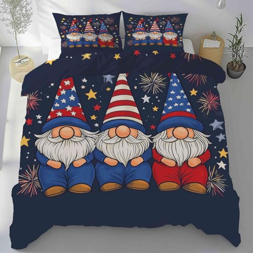 Kntnshac Wichtel Feuerwerk Bettwäsche 135x200, Schwarz Microfaser Bettwäsche-Set, Wendebettwäsche mit Reißverschluss,Enthält 1 Bettbezug und 2 Kissenbezug 80x80 cm
