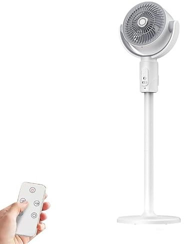 USB Adjustable Height Standing Fan, Pedestal Fan with Remote, 90°+180° Omni - Directional Cooling Fans for Bedroom, 5 Speeds 8 Timer Modes, AC Motor Silent, with Diffuser Box, for Summer Winter