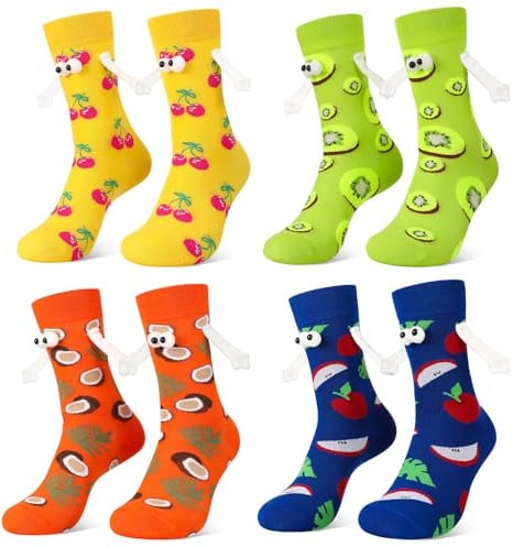 4 Paar Magnetische Socken mit Magnetischen händen 39-44 Lustige Socken | Hand in Hand,Magnet Socken,Damen Herren,Lustige Geschenke, Funny Socks,für Paare Partner Freund,Weihnachten,Jahrestag