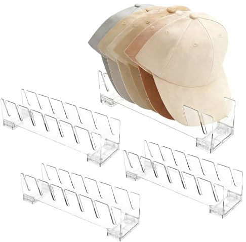 YYTECH 4 soportes para gorras, organizador de tapas de plástico, soporte para gorras, almacenamiento para gorras, almacenamiento para 28 sombreros, organizador de gorras para dormitorio, armario