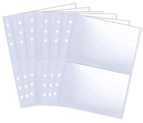 Photocard Sleeves for A5 Binder – 30 Pcs Clear A5 Punched Pockets, 6 Ring Binder Pages – 120 Micron Plastic Sleeves for Photos Postcards Documents