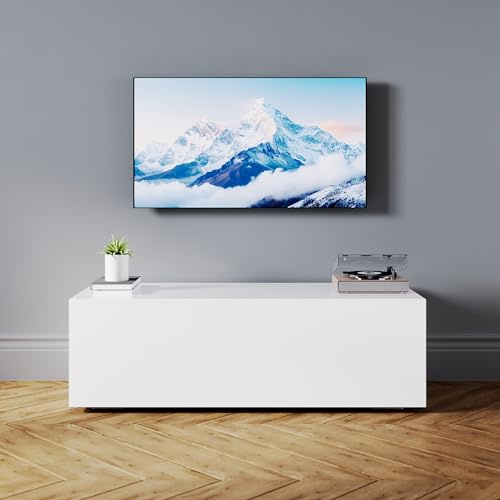 SONNI Lowboard, Hängend/Stehend, Mit Klapptürfach, Weiß, 100x40x30cm