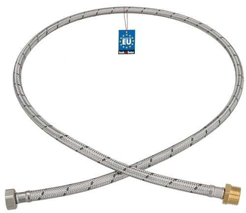 KOTARBAU® Flexschlauch 1/2 x 1/2, Wasserschlauch 140 cm, Panzerschlauch | Außengewinde x Innengewinde, Anschlussschlauch für Armatur, Schlauch Für Wasserhahn, Edelstahlummantelt