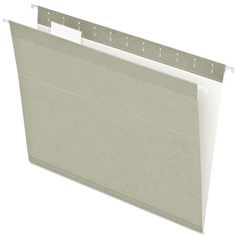 Pendaflex Reinforced Hanging File Folders, Letter Size, Gray, 1/5 Cut, 25/BX (4152 1/5 GRA)