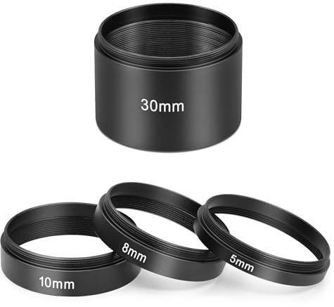 Astromania Astronomisches Verlängerungsrohr-Set für Kameras und Okulare, 5 mm, 8 mm, 10 mm, 30 mm, M48 x 0,75 auf beiden Seiten