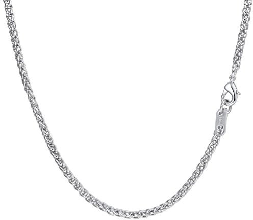 PROSTEEL Mens Braided Link Wheat Chain 3mm Wide Stainless Steel Necklace