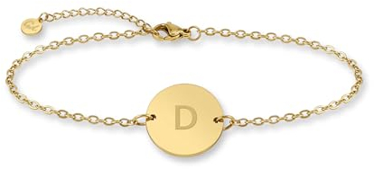 Initialen Armband für Frauen | Valentinstag - Geschenk für Sie | Mädchen mit Gravur D Dörte Dagmar Dana Daniela Daphne Daria Defne Delia Denise Diana Dora Doreen Doris Dorit Dorothea Daniel David
