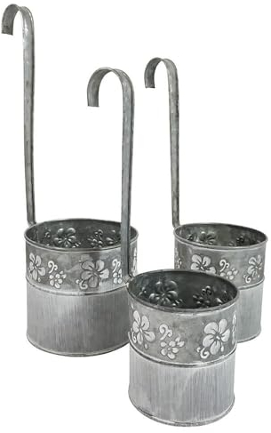 zeitzone Zink Blumentopf Balkongeländer 3 Stück Hängetopf Zinktopf Pflanztopf Antik-Stil