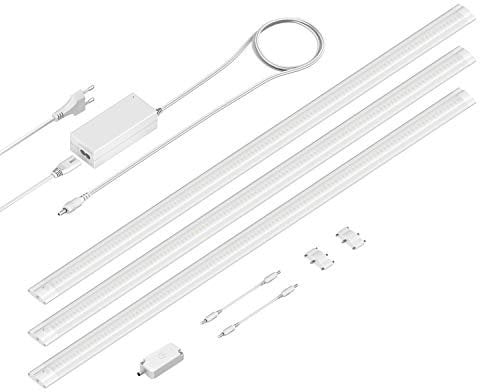 ledscom.de LED Unterbau-Leuchte SIRIS weiß matt, mit Touch-Dimmer flach, je 90cm, je 963lm, warm-weiß 3er Set