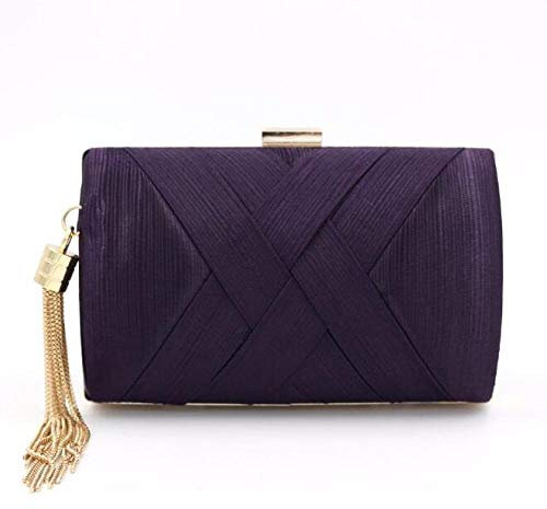 Umhängetasche Damen Clutch Metall Quaste Frauen Clutch Bag Kette Abendtaschen Schulter Handtaschen Klassischer Stil Kleine Geldbörse Tag Abend Clutch Taschen Lila