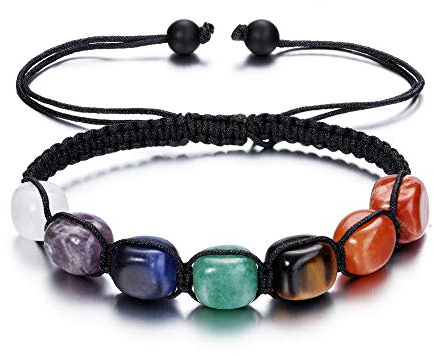 JSDDE 7 Chakra Armband Heilsteine Perlenarmband Natürliche Edelstein Armband einstellbar geflochten Armband Energietherapie Armband Glücksarmband Talisman Glückbringer Geschenk