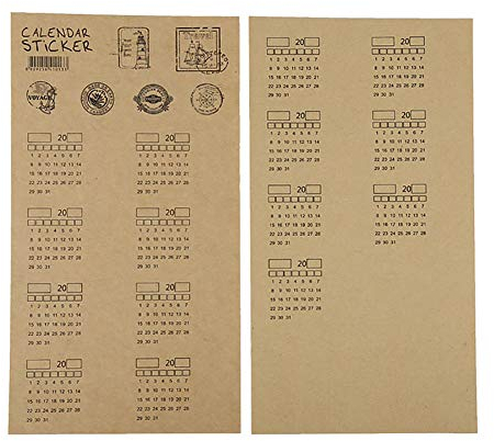 Brussel 2 Stück Kraftpapier handgeschriebene Kalender Monats-Index Aufkleber selbstklebend Notizbuch Index Etiketten Planer selbstklebende Trennwand Aufkleber zufällig