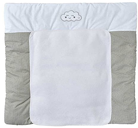Baby Delux Wickelauflage 70x75 cm weiche Wickelunterlage Wickeltischauflage mit Frotteeauflage wasserdicht waschbar (Happy Clouds)