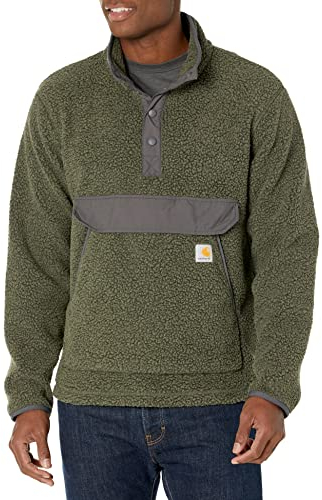 Carhartt RELAXED FIT FLEECE PULLOVER, Giacca in Pile, Uomo, Basil Heather, M