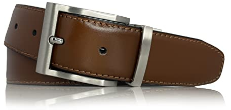 almela - Wendegürtel | Gürtel | Ledergürtel | Wendegürtel | Drehschnalle | 3,5 cm breit | Echtes Leder | 35 mm | Reversible men's belt (Schwarz/Hellbraun | 35mm, 110)