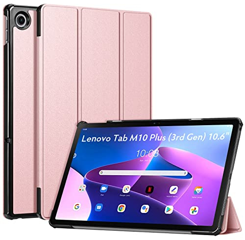 Fintie SlimShell Funda Compatible con Lenovo Tab M10 Plus (3.ª Generación) 10.6 2022 - Ultrafina y Superligera con Función de Soporte y Auto-Reposo/Activación, Oro Rosa
