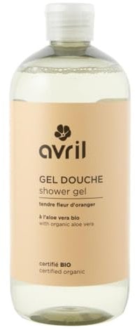 Avril - Gel Douche Bio - Texture Soyeuse - Aloe Vera Bio - 97% d'Origine Naturelle - Vegan, Certifié Bio Ecocert - Fabriqué en France - 500ml (Tendre Fleur d'Oranger)