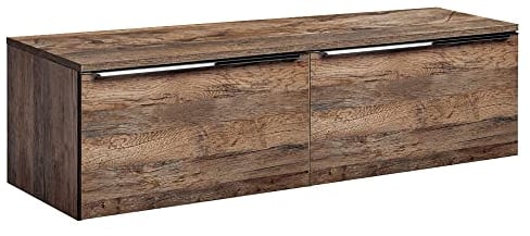 Lomadox Badmöbel Waschtisch Waschbecken-Unterschrank Set 160cm, Vintage Oak Eiche, 2 Softclose-Auszüge, B/H/T 160/48,5/46 cm