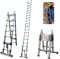 5M Teleskopleiter Ausziehleiter Klapp Ausziehbar Stehleiter Mehrzweck Edelstah, 16,5ft Einziehbare Faltbare Edelstahl Leiter EN131 Safe Standard 330 LB Tragfähigkeit (2,5m + 2,5m)