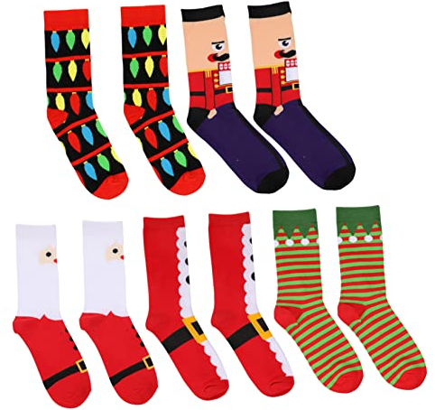 SAFIGLE 5 Paare Weihnachtssocken Weihnachtsstrümpfe Für Erwachsene Schienbeinwickel Wintersocken Herren Weihnachtsstrumpf Dekorationen Schlauch Mann Erwachsener Baumwolle Füllstoff