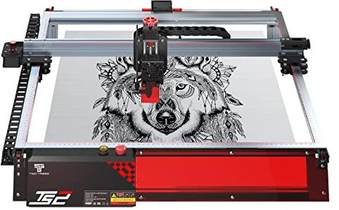 TS2-10 lasergraveringsmaskin, 10 W, lasergravyrmaskin, 0,08 mm graveringsnoggrannhet, gravyrhastighet 10 000 mm/min, 32-bitars moderkort, flamlarm, autofokus, 450 x 450 mm