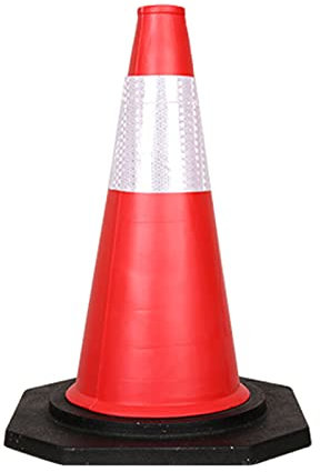 Dawafit 1-Piece High Traffic Cones for Street Safety, Outdoor Cones Road Safety Reflective Traffic Portable Wind Resistant Parking Cdriving Cones for Training, Parking Cones/47Cm