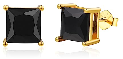 Schwarze Ohrringe 925 Sterling Silber Vergoldete Schwarze Ohrstecker Unisex Minimalistische Gothic Ohrringe Schwarzer Schmuck Geschenke für Männer Damen Herren
