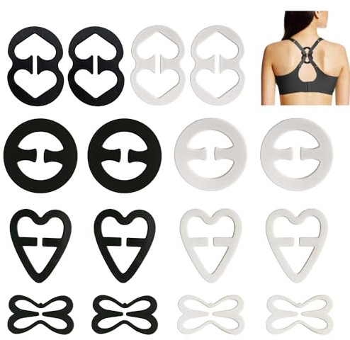 Mmgoqqt 16 Pcs Bra Strap Clips, Bra Straps Holder Control Clips, Plastic Bra Cross Back Clip, for Cleavage Enhance Control Anti-Slip Bra Clips for Racer Back Tank Tops