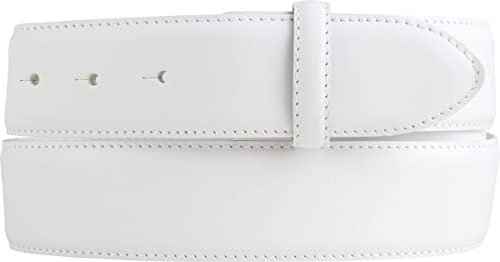 Gürtel aus Vollrindleder mit Naht 4,0 cm ohne Schnalle | Weicher Ledergürtel für Damen Herren 40mm | Bombierter Jeans-Gürtel mit feiner Struktur | Weiß 120cm