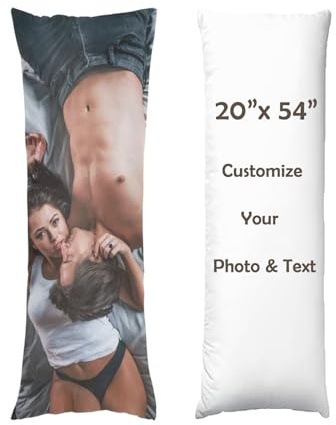 XEL Personalisierter Körper-Kissenbezug mit Foto, individueller Körperkissenbezug mit Bild/Text, lang, Pfirsichhaut, 50 x 150 cm, Reißverschluss, Maschinenwäsche, für Familie, Ehefrau, Ehemann