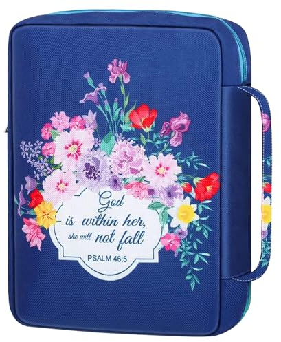 Bibelhüllen Für Frauen,25,4 X 17,8 Cm,Blumendruck,Reißverschluss,Oxford-stoff,Bibelhülle Mit Griff,Mehrzweck-bibeltasche Mit Großem Fassungsvermögen Und Mehreren Steckplätzen,Bibeltaschen Für