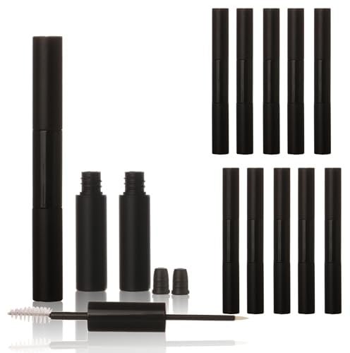 COSIDEA 10PCS Empty 5mlx2 dual Ended Mascara Tubes and Eyeliner tube 10ml 2 in 1 mascara tube and wand for castor oil eyelash glue bottle