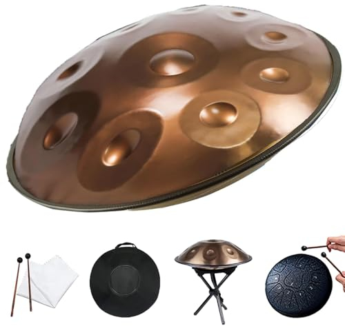 Handpan Steel Tongue Drum - 22 Inch, 9 Notes, Beginner Hand Drum for Meditation, Yoga & Education - Includes Carry Bag, 2 Mallets, 4 Finger Sleeves