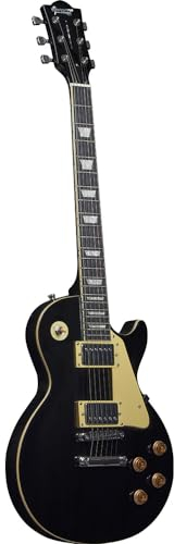 Spencer by Eko LP10 BLACK, E-Gitarre, Korpus Pappel, Hals aus Ahorn, Griffbrett aus Kunstharz, Tonabnehmer H-H, 3-Wege-Toggle-Switch, Tune-O-matic-Brücke, Farbe Schwarz
