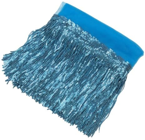 Pmnzdy 20CM × 10 Yards Pailletten Fransenborte – Glitzer Quastenband für DIY Näharbeiten, Kleidung, Bühnenkostüm, Tanzkleid, Vorhang & Deko Blau 10 Yards