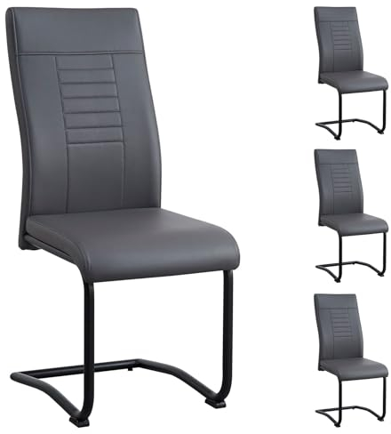 IDIMEX Esszimmerstuhl LOANO in grau 4er-Set, mit Schwinggestell aus Metall, Sitzschale gepolstert und mit Kunstleder bezogen, Schwingstuhl gepolstert