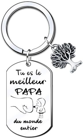 KJKJKJ Cadeau de Fête des Pères et Cadeau de Noël - Porte-clés de Papa et Cadeaux de Famille
