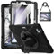 Gerutek Funda Anticaída para iPad Air 11 M2 (2024)/Air 11 M3 (2025)/Air 5ª/Air 4ª 10.9/Pro 11, Carcasa Rugosa con Protector Pantalla, Soporte 360° Giratorio, Correa de Mano/Hombro, Portalápiz, Negro
