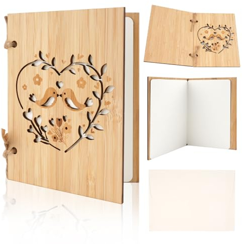 Svalor Glückwunschkarte Hochzeit aus Holz,11x15cm Hochzeitskarte Holz,Schöne Hochzeitskarten mit Umschlag für Valentinstag,Jahrestag,Einladungskarten