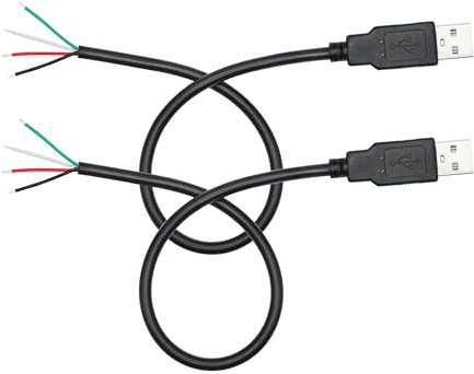 Riertostng Short USB A Male to 4 Pin Bare Wire 11inch, 22AWG 5V/3A USB A Male Plug 4 Pin Pigtail Wire Open End Power and Data Cable, for USB Type A Equipment Installed or Replacement Repair DIY Cable