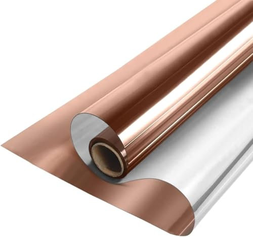ZESLIV Fensterfolie Spiegelfolie Wärmereflektion Selbstklebend Sonnenschutzfolie Wärmegrad Innen & Auße Kontrolle Anti-UV Privatsphäre Fenstertönung Glatt Fensteraufkleber 70cm*200cm Braun
