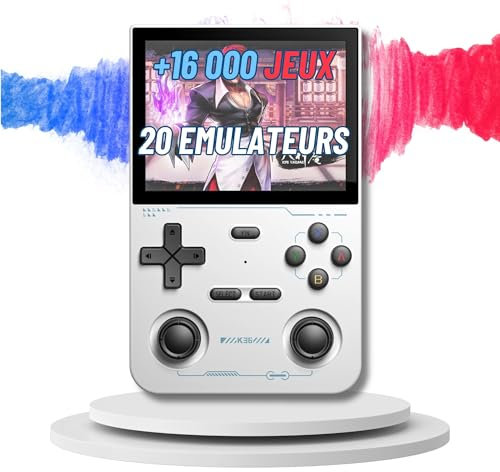 Console De Jeux RetroGaming Portable K36s Pro | Console RetroGaming | +16000 Jeux | Console De Jeux Portable Rétro | Batterie 3500mAh | Carte 64G | Console Retro | Mini Console de Jeux (Blanc)