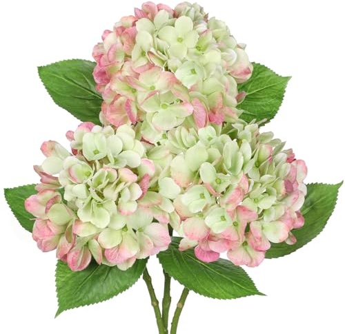 Oairse 3er-Set Künstliche Hortensienblüten Hortensien Deko Seidenblumen Hochwertig Künstliche Blumen wie echte Hortensien für Hochzeit, Zuhause, Hotel, Party, Blumenarrangement